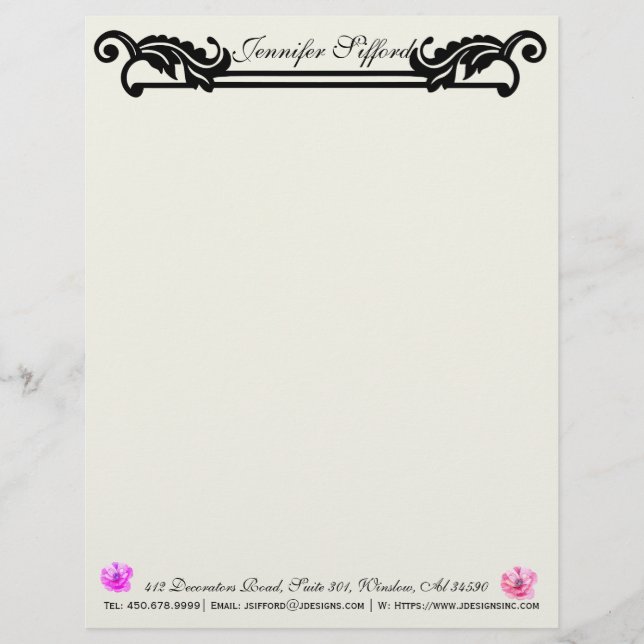 Elegant Interior Designer Personalized Letterhead (Front)