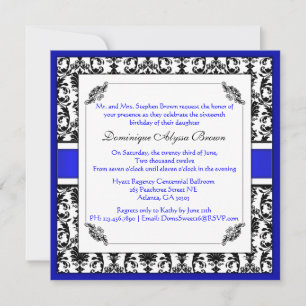 Élégant Invitation à lunettes Damas [Bleu]