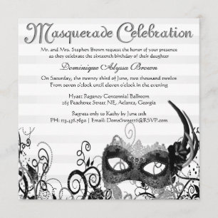 Élégant Invitation à perruques masquantes [Noir]