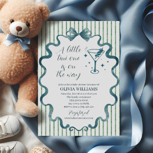 Élégant Invitation Baby Shower Martini Bleu