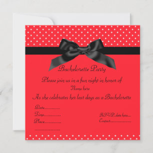 ÉLÉGANT INVITATION BLACK BOW BACHELORETTE ROUGE