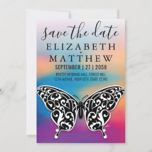 Elegant Invitation Car with Bow and Heart Speckles
