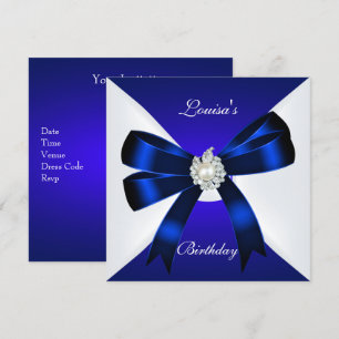 Elégant Invitation d'anniversaire Royal Blue Pearl