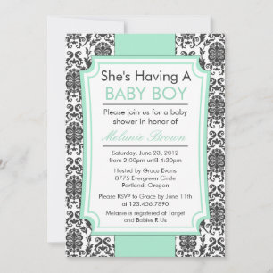 Élégant Invitation de Baby shower Damask
