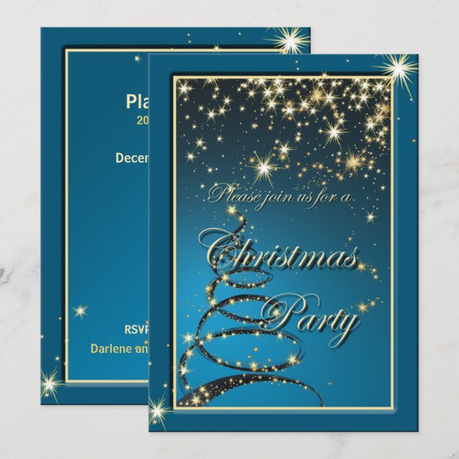 Élégant Invitation de la fête magique de Noël (Devant / Derrière)