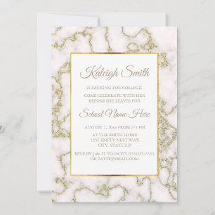 Élégant Invitation de la partie en marbre blanc et