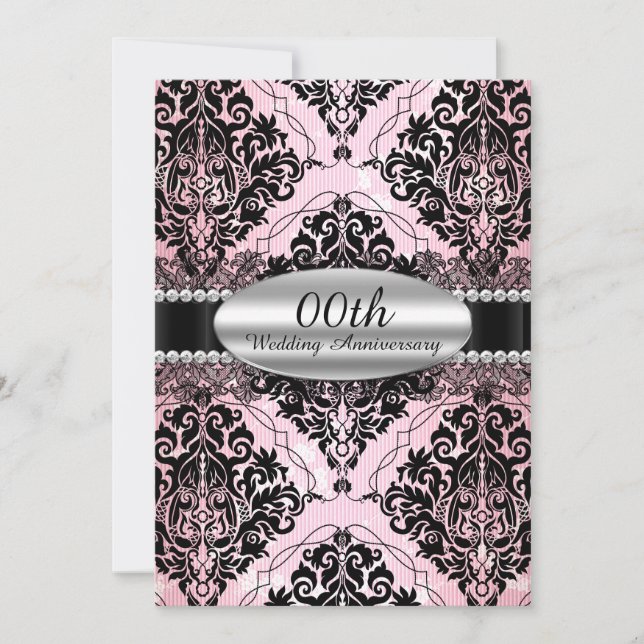 Élégant Invitation de l'anniversaire de Mariage da (Devant)