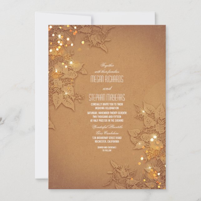 Élégant Invitation de mariage avec Branches de Str (Devant)
