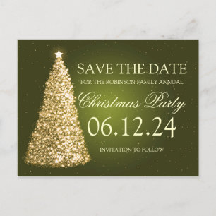 Élégant invitation de Noël « Save The Date » vert