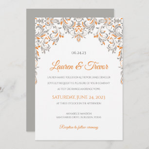 Elegant Invitation   Kate (Orange & Grey)