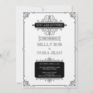 Elegant Invitation, Size: 5" x 7", Paper B & W Invitation