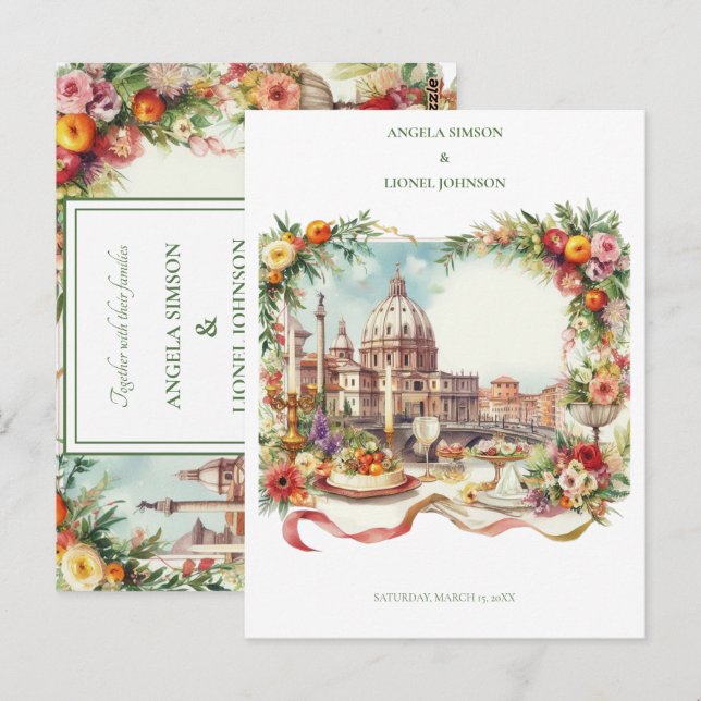 Elegant Invitation to dinner in Florence Italy Postcard (Front/Back)
