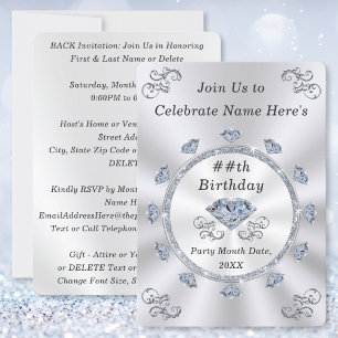 Élégant, Invitations d'anniversaire pour adultes, 
