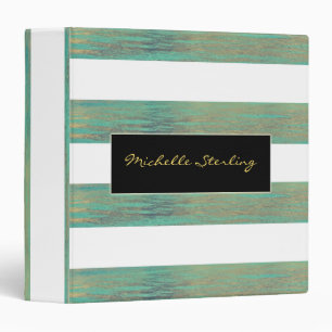 Elegant Iridescent Abalone Inspired Stripes Binder