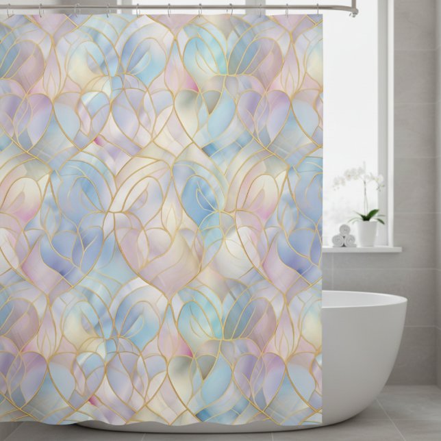 Elegant Iridescent Abstract (modern abstract iridescent pastel shower curtain)