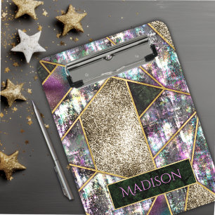 Elegant iridescent girly geometric  clipboard