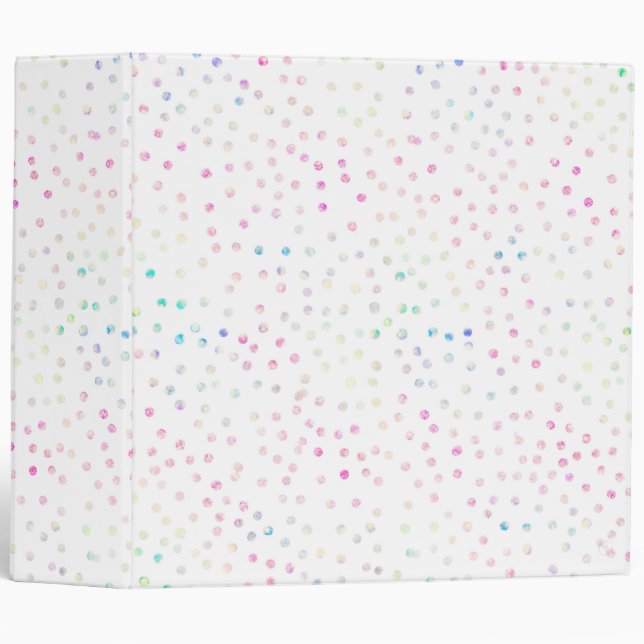 Elegant Iridescent Glitter Dots White Design Binder (Front/Spine)