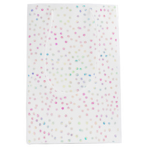Elegant Iridescent Glitter Dots White Design Medium Gift Bag
