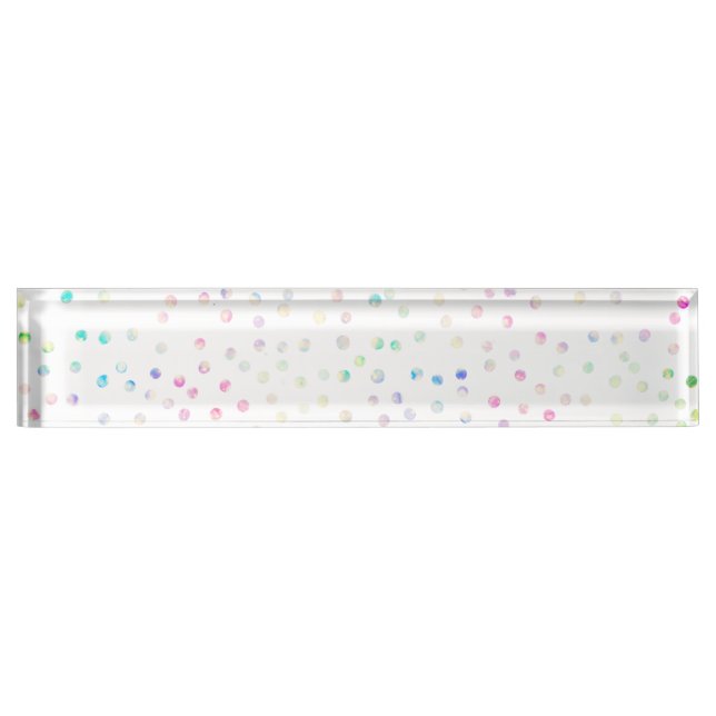 Elegant Iridescent Glitter Dots White Design Nameplate (Front)