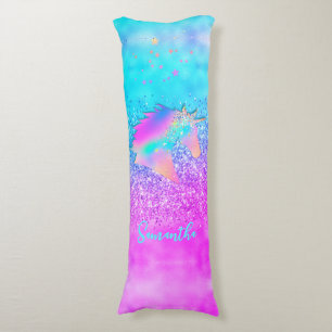 elegant iridescent glitter unicorn rainbow body pillow