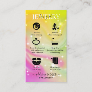 Elegant Iridescent Holographic Jewellery Care   Business Card