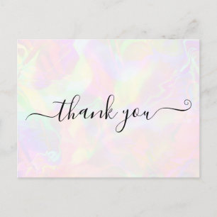 Elegant Iridescent Holographic Thank You Card