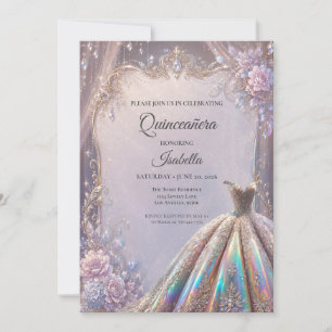 Elegant Iridescent Princess Quinceañera Invitation