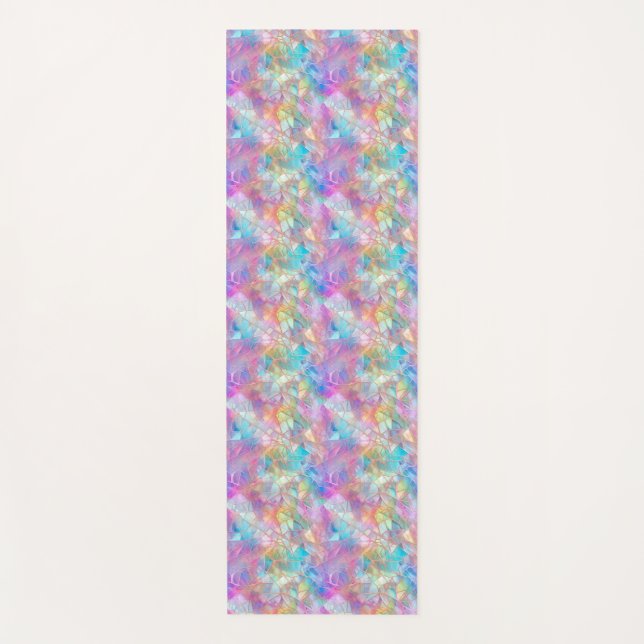 Elegant Iridescent Stained Glass Pattern: Luminous Yoga Mat (Front)