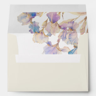 Elegant Iris Beige Floral Wedding Envelope