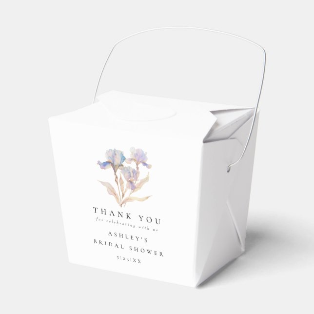 Elegant Iris Floral Bridal Shower Favor Box (Front Side)