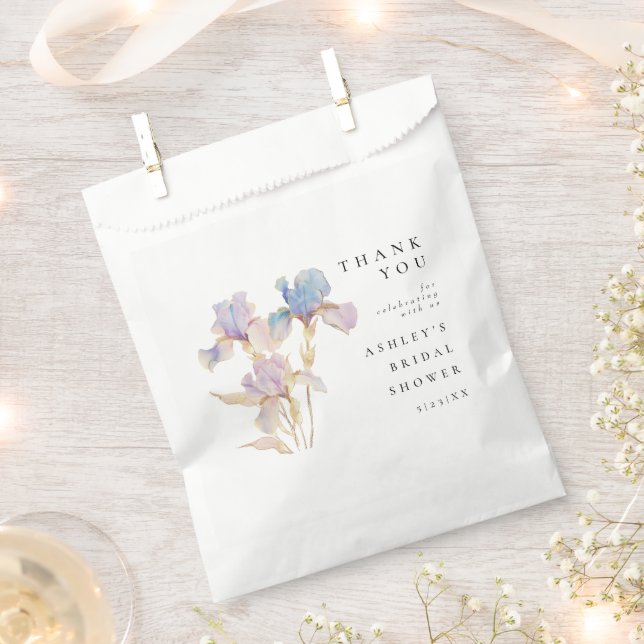 Elegant Iris Floral Bridal Shower Favour Bag (Clipped)