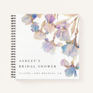 Elegant Iris Floral Bridal Shower Guest Book