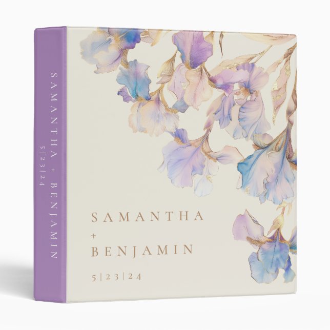 Elegant Iris Floral Wedding Binder (Front/Spine)