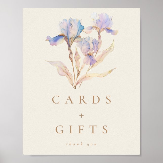 Elegant Iris Floral Wedding Cards and Gifts Poster (Front)