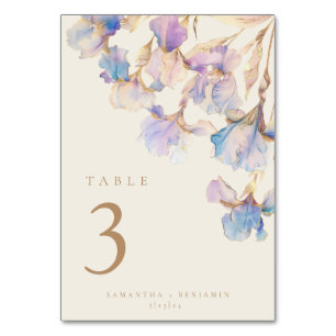 Elegant Iris Floral Wedding Table Card