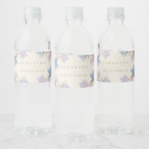 Elegant Iris Floral Wedding Water Bottle Label