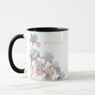 Elegant Iris Personalized Floral Mug