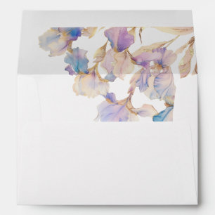 Elegant Iris White Floral Wedding Envelope
