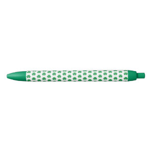 Elegant Irish Shamrock Clover Pattern Green White Black Ink Pen