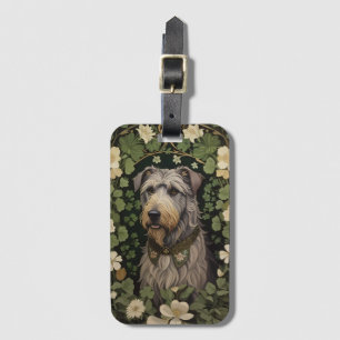 Elegant Irish Wolfhound With Shamrocks  Luggage Tag