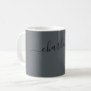 Elegant Iron Grey Colour Modern Name Personalized Coffee Mug