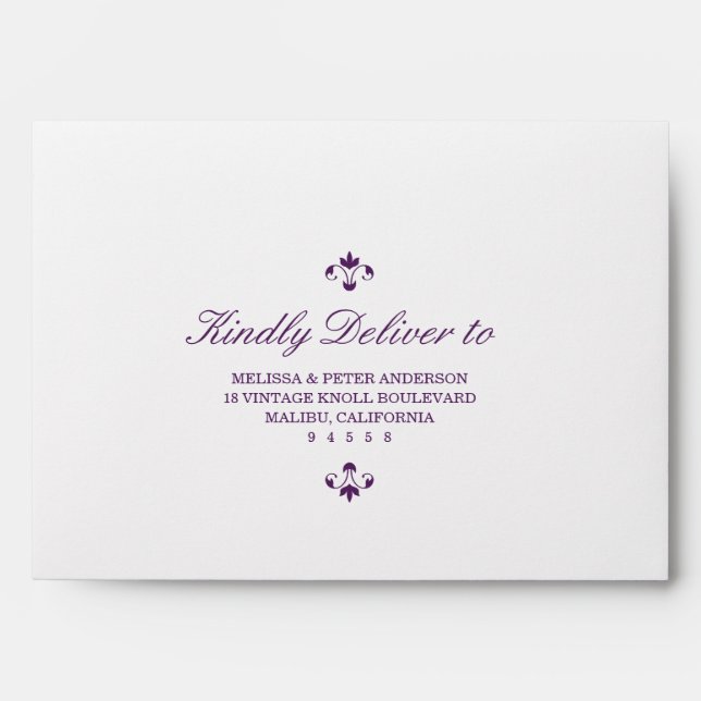 Elegant Ironworks Purple Mailing Return Address Envelope (Front)