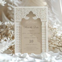 Elegant Islamic Arch Save the Date Invitation