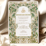 Elegant Islamic Floral Wedding Invitation Suite<br><div class="desc">This exquisite wedding invitation suite marries traditional Islamic artistry with a modern touch. The front of the invitation features an intricate, floral Art Nouveau design, dominated by shades of sage green, olive, cream, and accented with gold foil elements that give it a luxurious feel. The back reveals a minimalist aesthetic...</div>