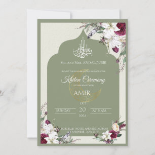 Elegant Islamic Khitan Ceremony Floral Invitation
