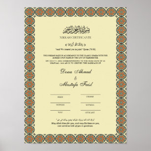 Elegant Islamic Marriage Certification Poster