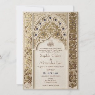 Elegant Islamic Motif Lace Wedding Invitation