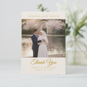 Elegant Islamic Wedding Thank You Card with Photo