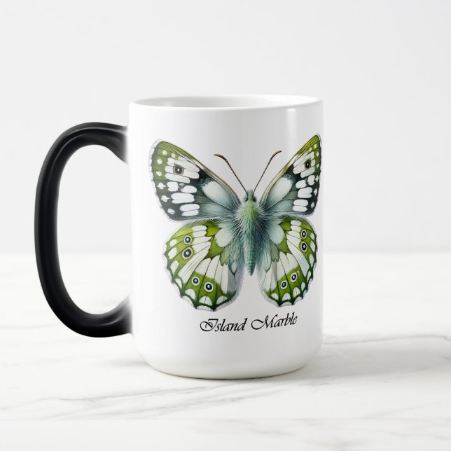 Elegant Island Marble Butterfly Wrap  Magic Mug (Left)