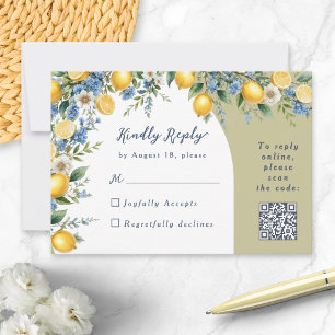 Elegant Italian Amalfi Lemon Arch Custom Wedding RSVP Card